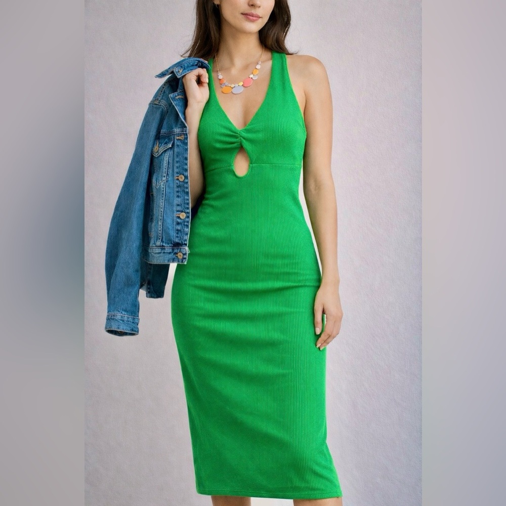 F21 Elegant Ribbed Cotton Sleeveless Dress